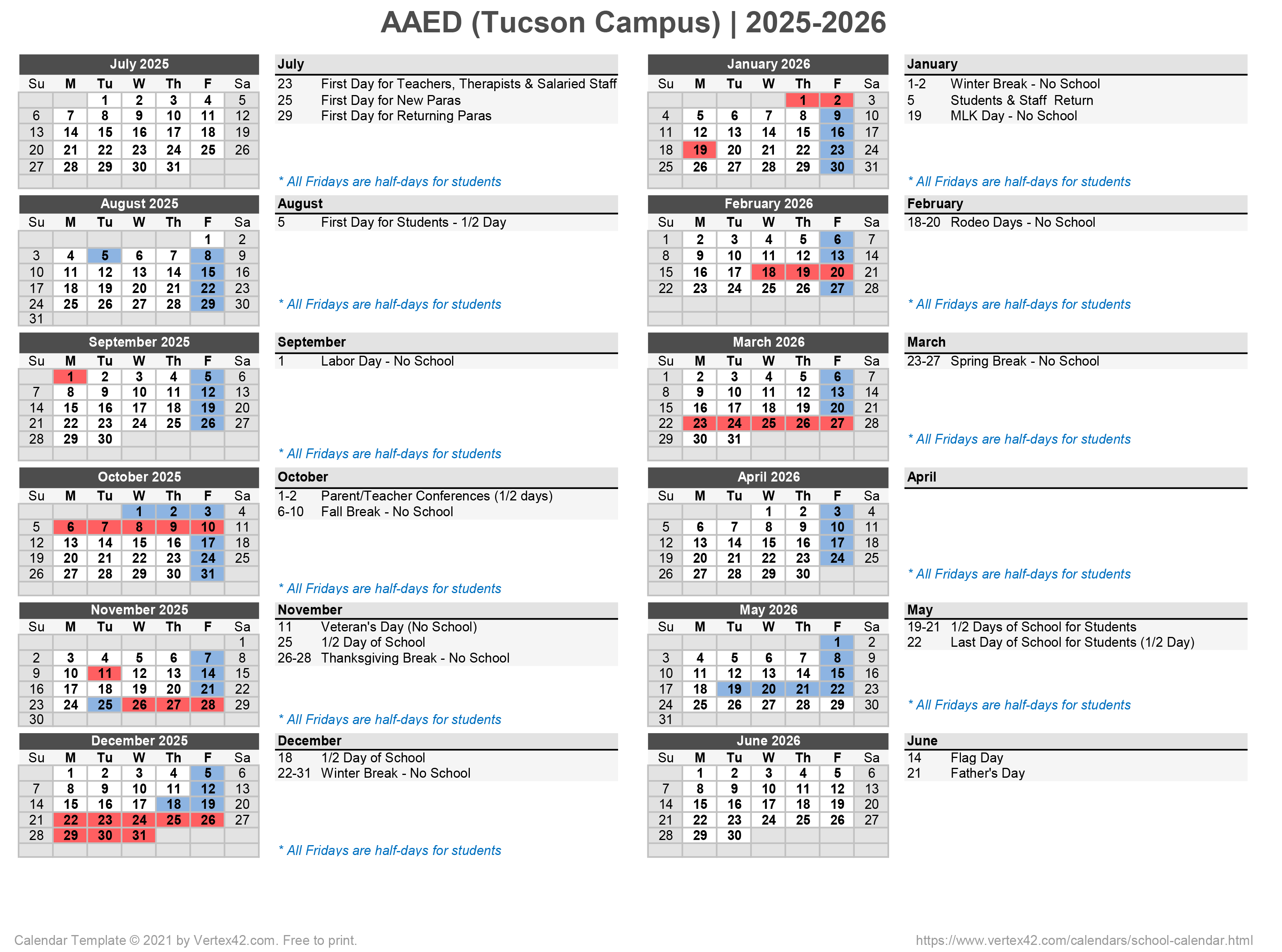 School Calendar Final 25.26 Tucson