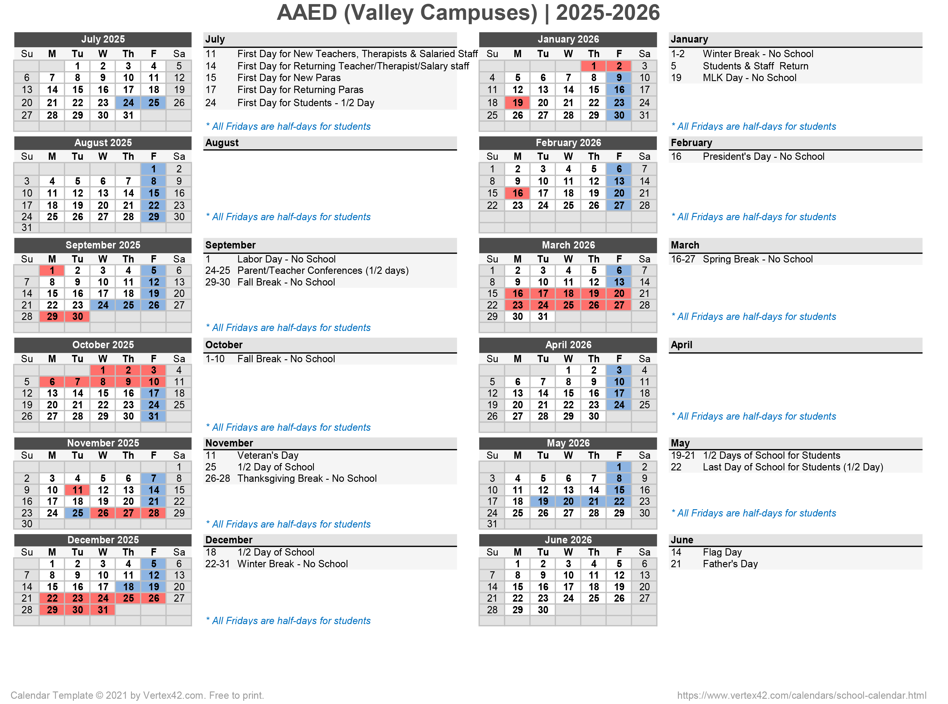 School Calendar Final 25.26 Valley